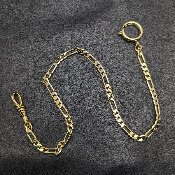 K24 Gold Plated Pull Ring Type Albert Chain Fancy Link